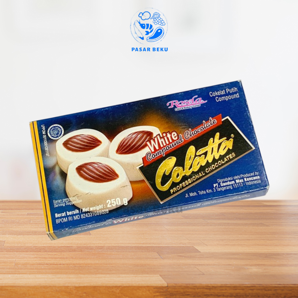 

Colatta White Compound 250gr Cokelat Putih Bahan Kue Brownies Garnish Dish Pasar Beku Padang