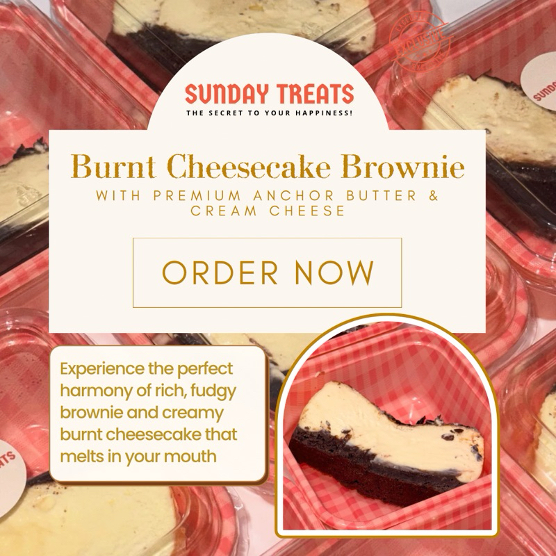 

Brownie Burnt Cheesecake by SundayTreats - full premium anchor butter & cream cheese