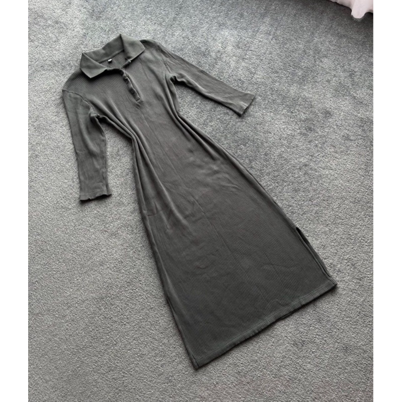 Dress Knit Kerah Uniqlo Army