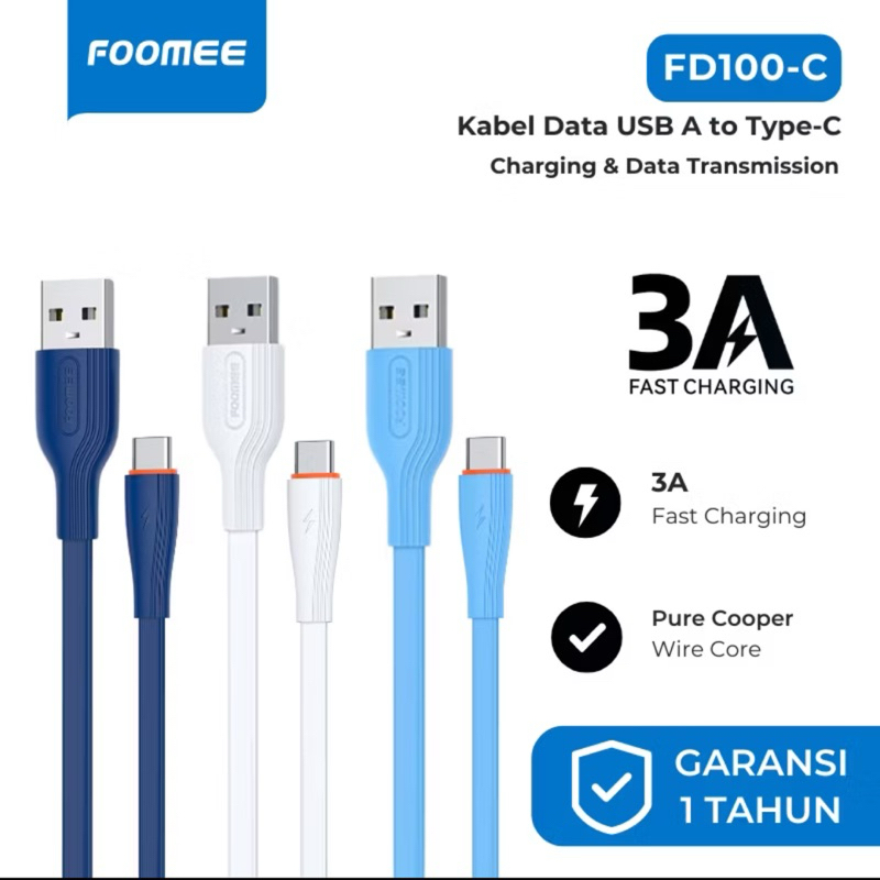 Foomee FD100-C Cable Data Type-C 3A Fast Charging Fd100c