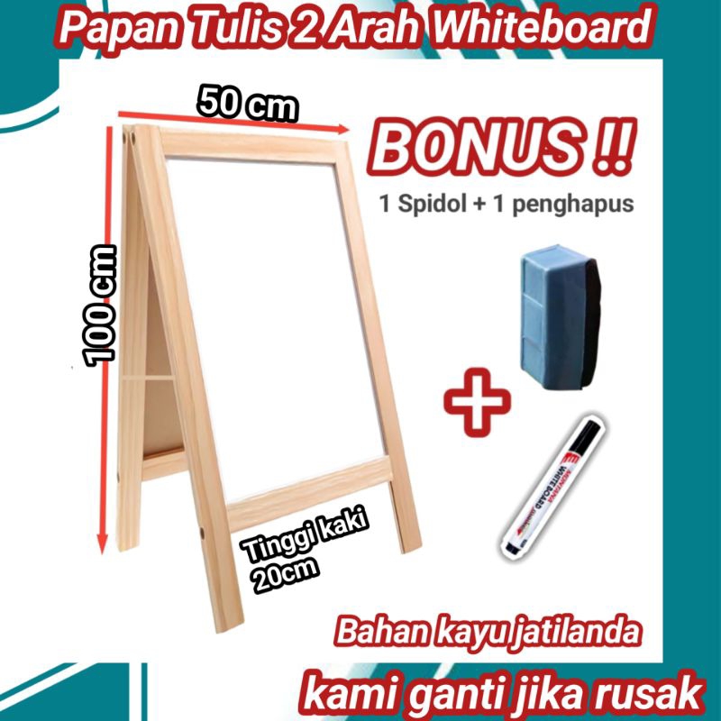 

Papan Tulis 2 Arah Whiteboard 50x100cm (Bonus Spidol + Penghapus) LR2