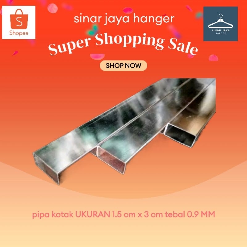 Pipa kotak besi chrome 1.2 m/120cm
