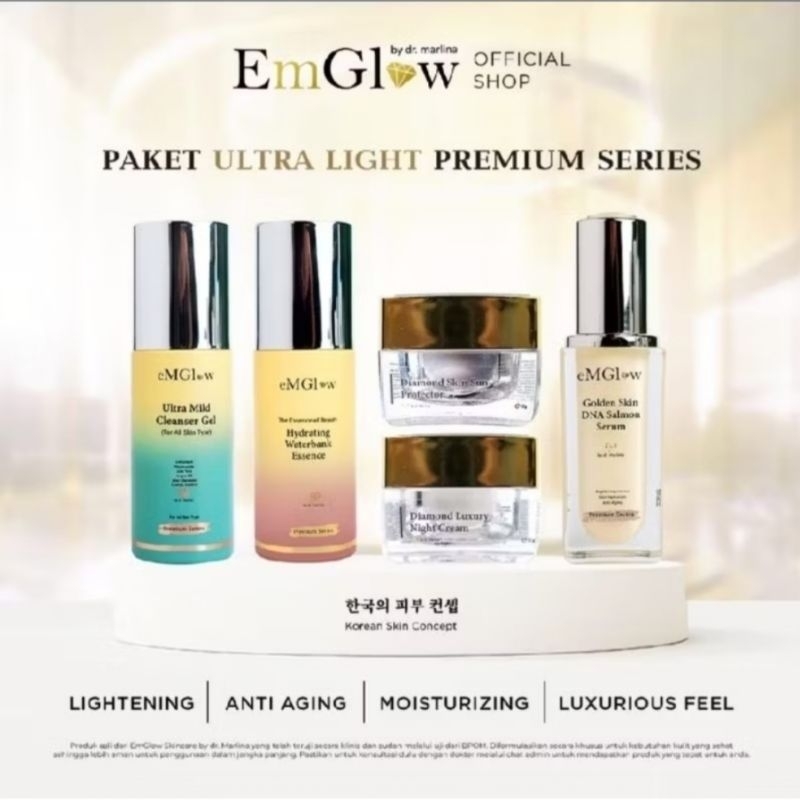 EmGlow Ultra Light Premium Series Paket Skincare Wajah Dengan Krim Kemasan 10gr by dr.marlina