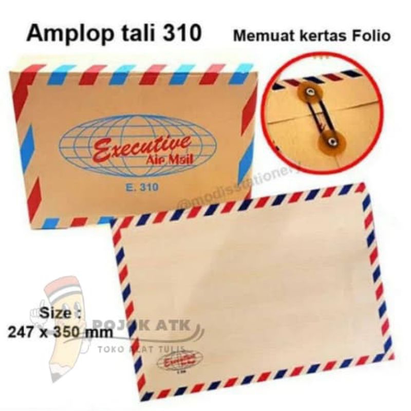 

Amplop Coklat Tali / Amplop Lamaran Kerja Executive Air Mail E-310 Isi 10 Lembar