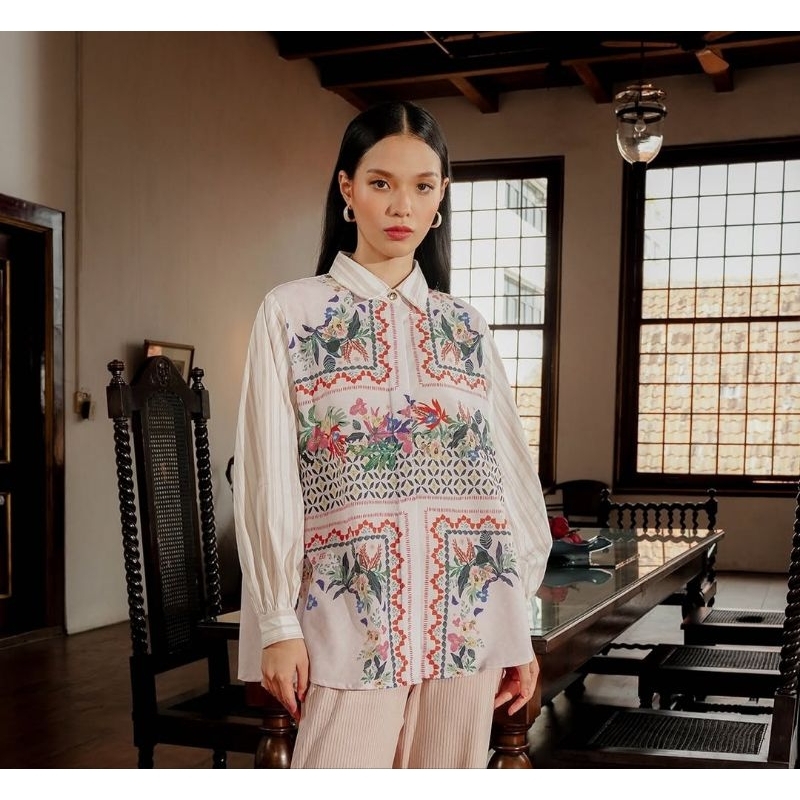 Benang Jarum Reverie Striped Shirt - Rosewater size XS