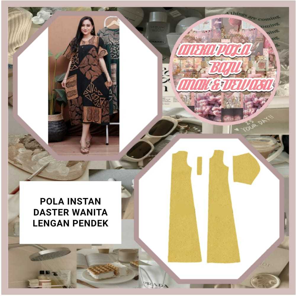Pola Instan Daster Wanita Lengan Pendek | Pola Daster Wanita | Pola Instan | Pola Jiplak |