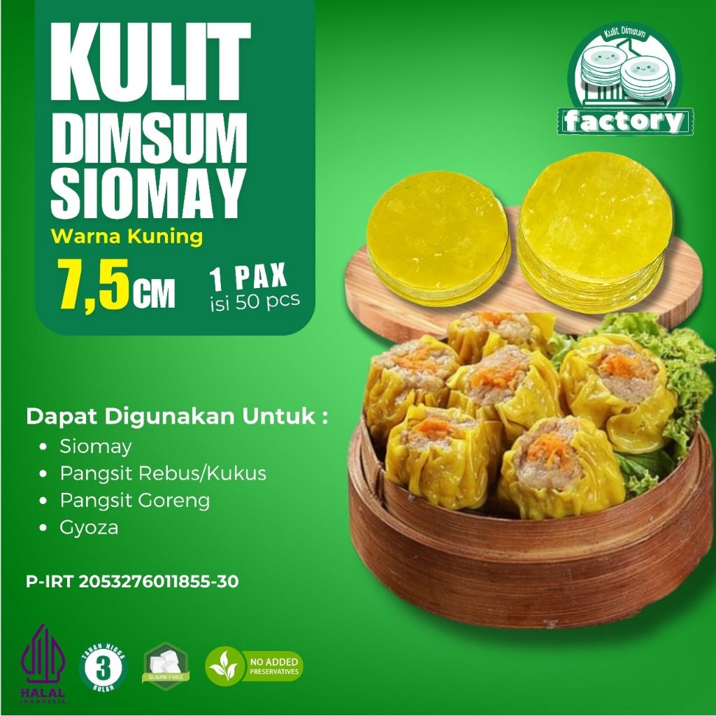 Kulit Dimsum Kuning 7,5cm 50pcs Halal "vacuum"