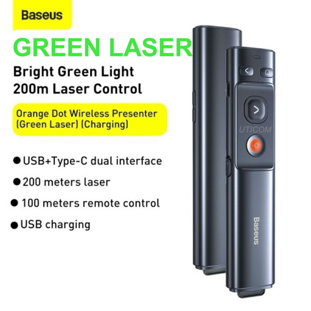 Baseus laser pointer wireless presenter laser hijau charging