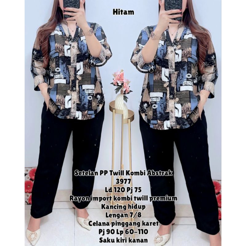 BW 3956 Setelan Rayon Twill Motif Abstrak