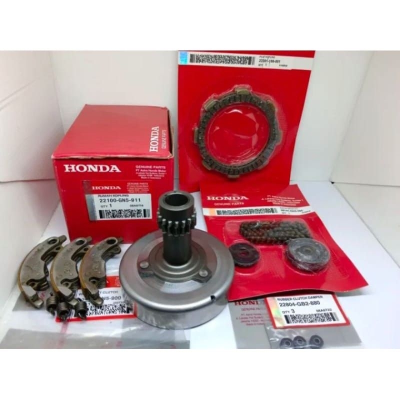 Paket 5Aitem Lonceng GN5"Kampas Ganda"Kampas Kopling "Rantai keteng" Karet Ganda Honda Grand Supra l