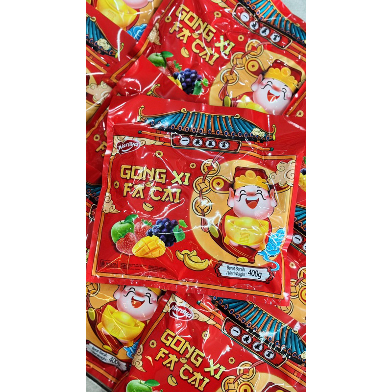 

Permen Lunak Naraya Yuan Bao Gong Xi Fa Cai 400 gr