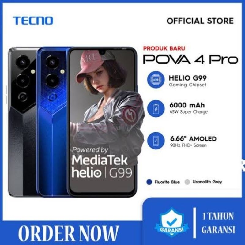 TECNO POVA 4 PRO RAM 8+8/256GB RESMI/SEGEL
