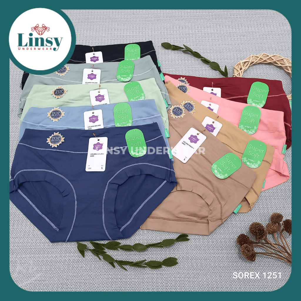 Grosir Celana Dalam Sorex 1251 CD Super Wanita Soft M L EL QL Mid Waist Pants Sepinggang