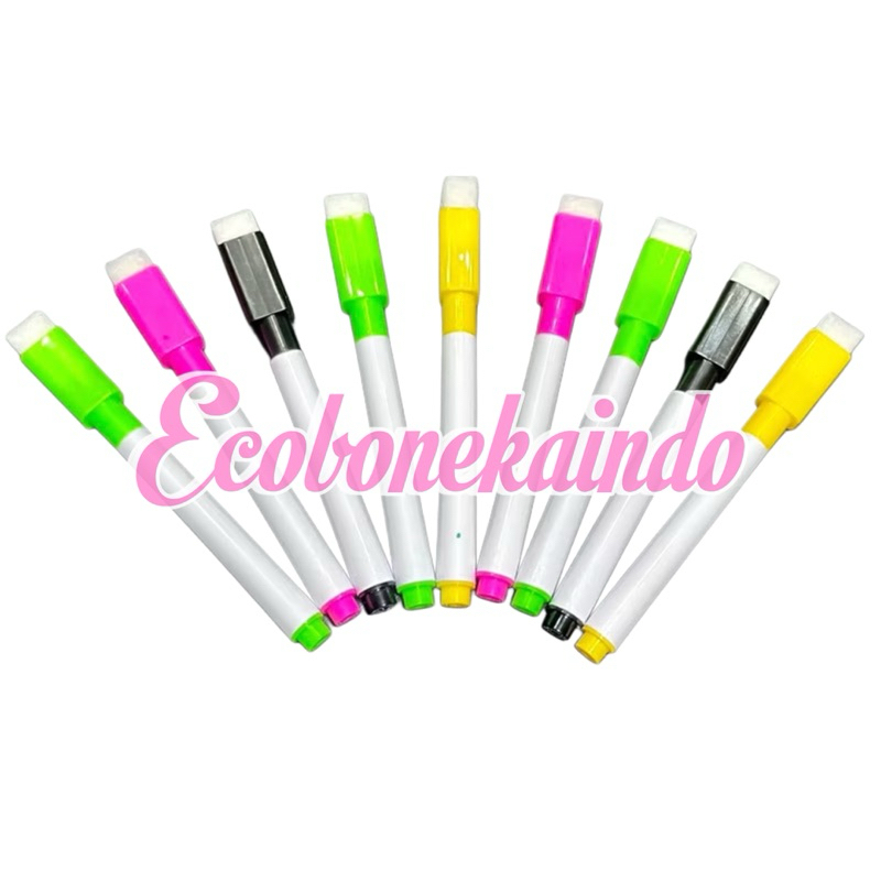 

Spidol Warna warni Papan Tulis White Board Magnet penghapus / Spidol Mini Warna Warni / Spidol Wipe And Clear ecobonekaindo