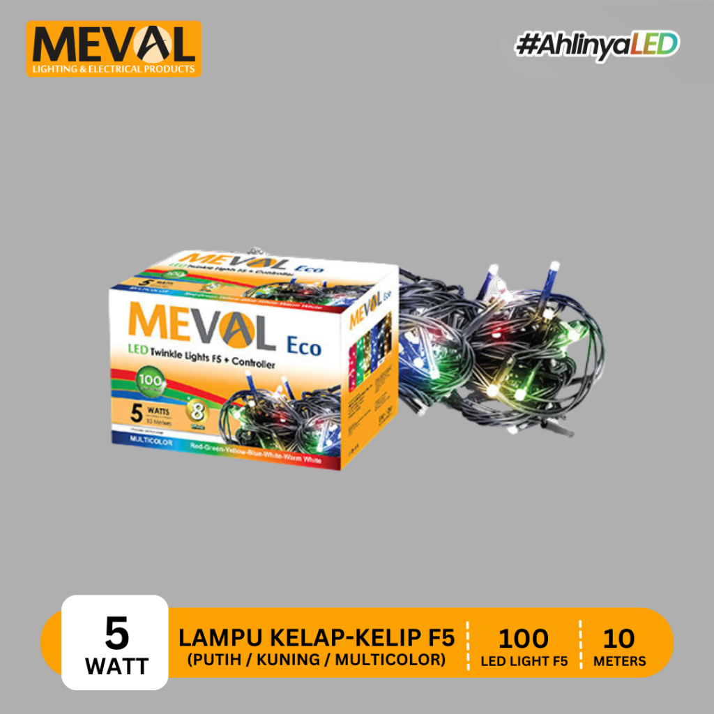 MEVAL Lampu LED Kelap-Kelip ECO F5 + Kontroler
