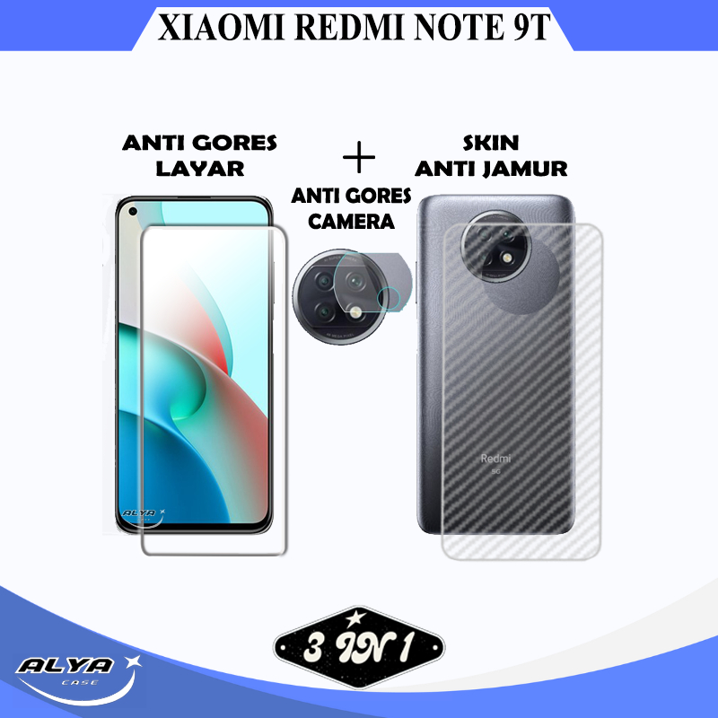 Paket 3in1 Anti Gores Xiaomi Redmi Note 9t 9 5G 9 Pro 5G Tempered Glass