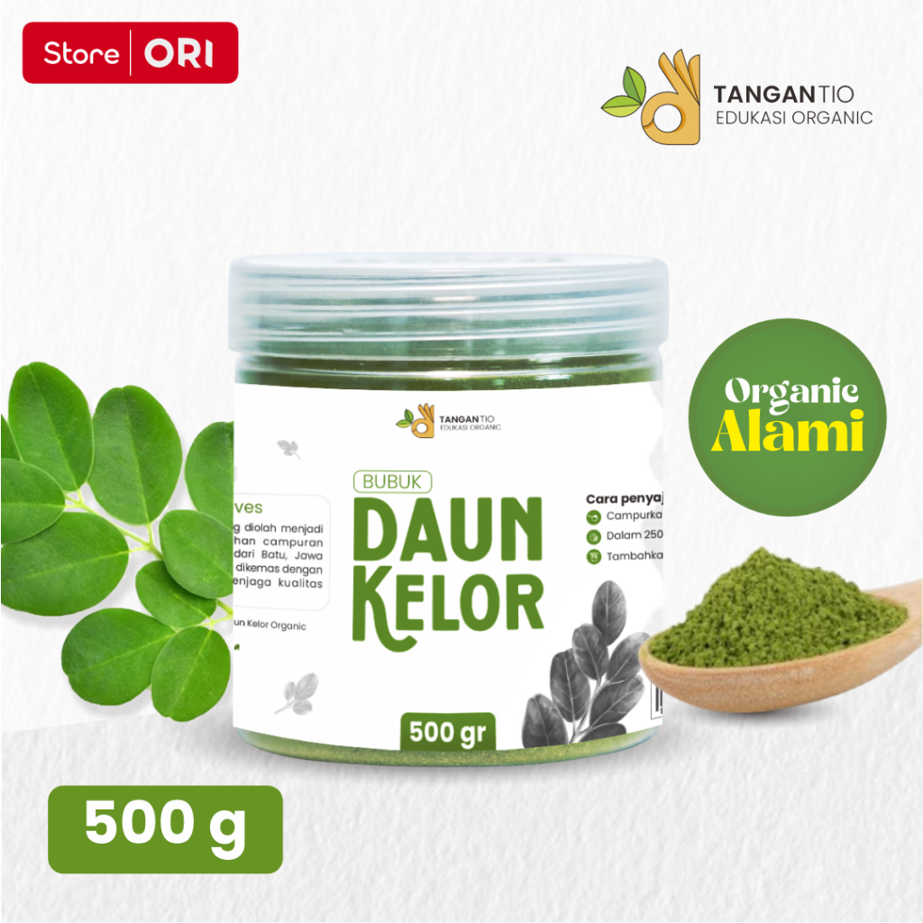 

- Daun Kelor Moringa Bubuk Premium Pure Organic Asli Bubuk Kelor Organik 500 Gr