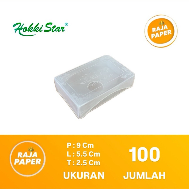 

Kotak Kartu Nama Plastik 100 PCS HOKKI STAR Ukuran ( 9 Cm x 5.5 Cm x 2.3 Cm ). Box name card visiting card transparant putih.