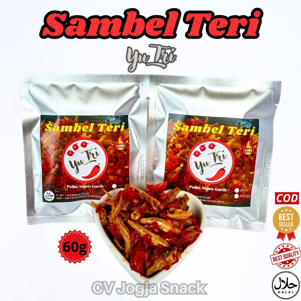 SAMBEL TERI BALADO MERAH GURIH PEDAS MANIS FRESH TANPA PENGAWET PREMIUM 60 G LAUK INSTAN SACHET PETE