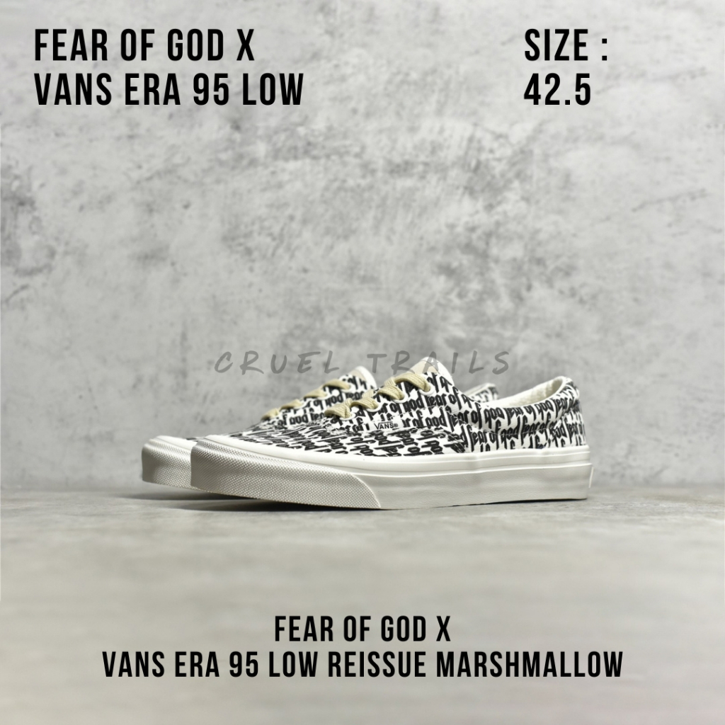 READY STOCK SIZE 42.5 - Fear of God (FOG) x Vans Era 95 Low Reissue Marshmallow BNIB ORIGINAL MATERI