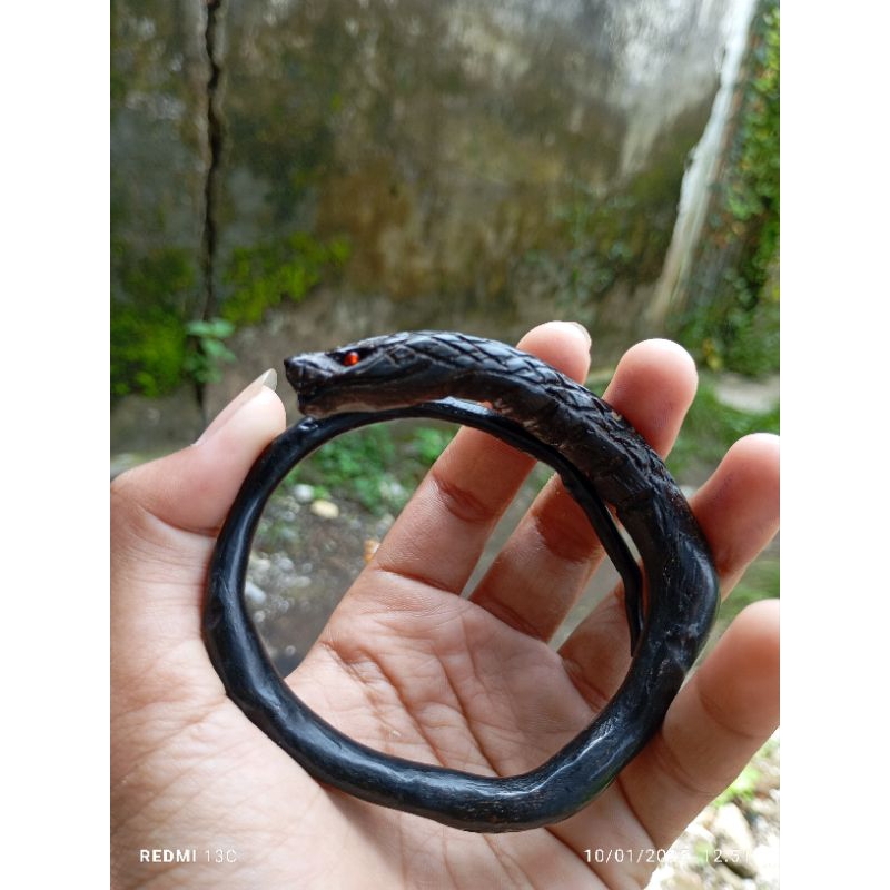 gelang akar bahar hitam ukir ular