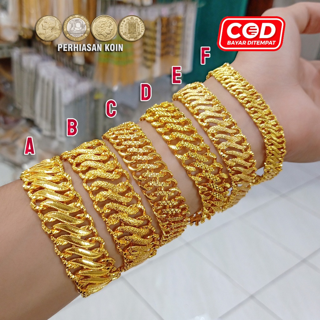 Gelang Rantai Besar Makassar Warna Emas 24k Cantik dan Mewah Bahan Koin