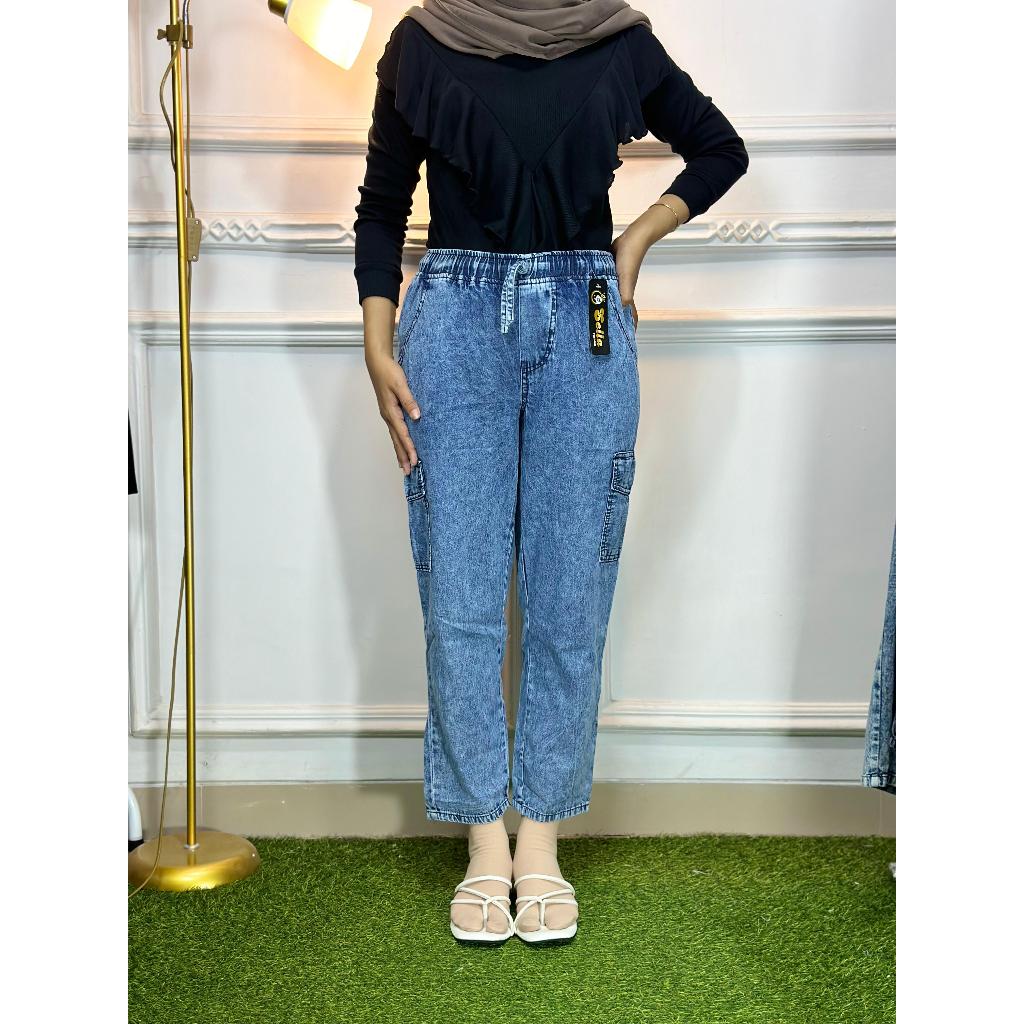 BAGGY JEANS CARGO WANITA CELANA CARGO SOFT JEANS WANITA CELANA PANJANG WANITA