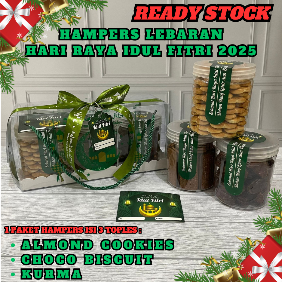 

READY STOCK HAMPERS Lebaran PARCEL THR PRREMIUM | KADO LENGKAP VARIAN BESAR SPESIAL COOKIES CHOCOLATE ALMOND COOKIES DAN KURMA FREE KARTU UCAPAN GIFT THR LEBARAN IDUL Fitri MV.id Official