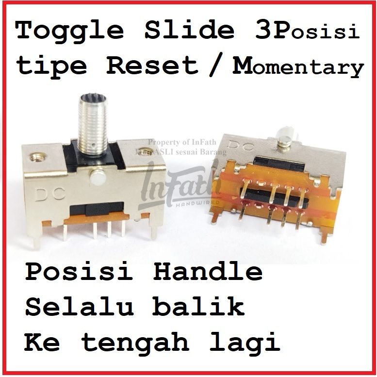 InFath  Slide toggle RESET switch momentary saklar togle 2P3T 3 posisi classic klasik model position
