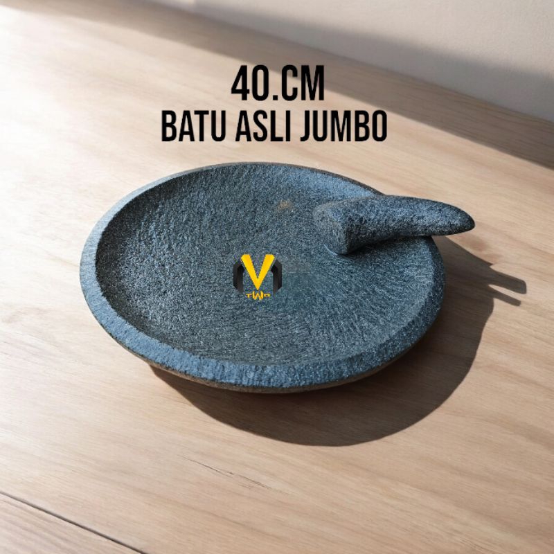 cobek batu asli ukuran 40.cm / cobek jumbo manual pahat batu asli termurah