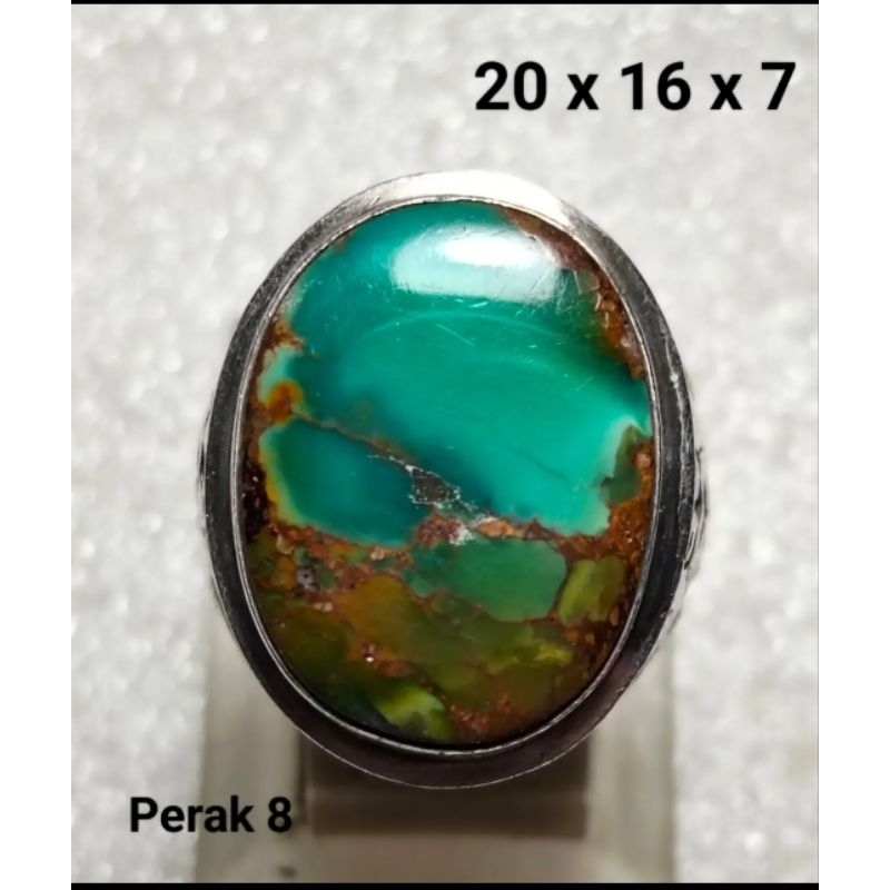 Natural Pirus Persia Hijau Kedondong Ring Perak Top HQ