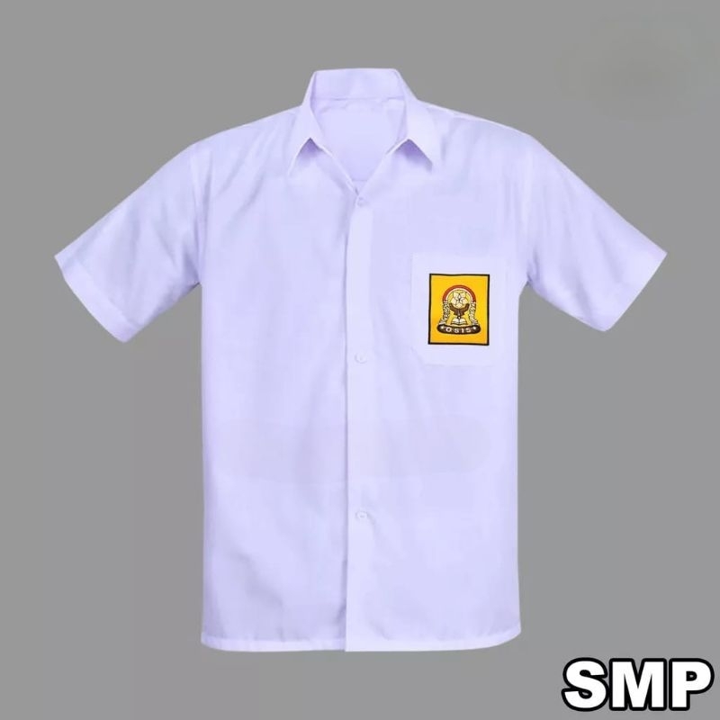 Baju putih pendek SMP bahan Oxford dan bahan twis(licin serta mengkilap), Baju putih pendek SMP, Baj