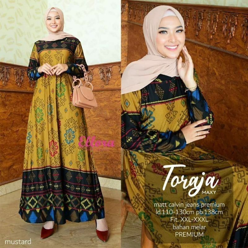 MUMU - TORAJA#1 Maxy Gamis Jumbo Import Calvin Jeans Premium aby Mumufashion Hijab Solo