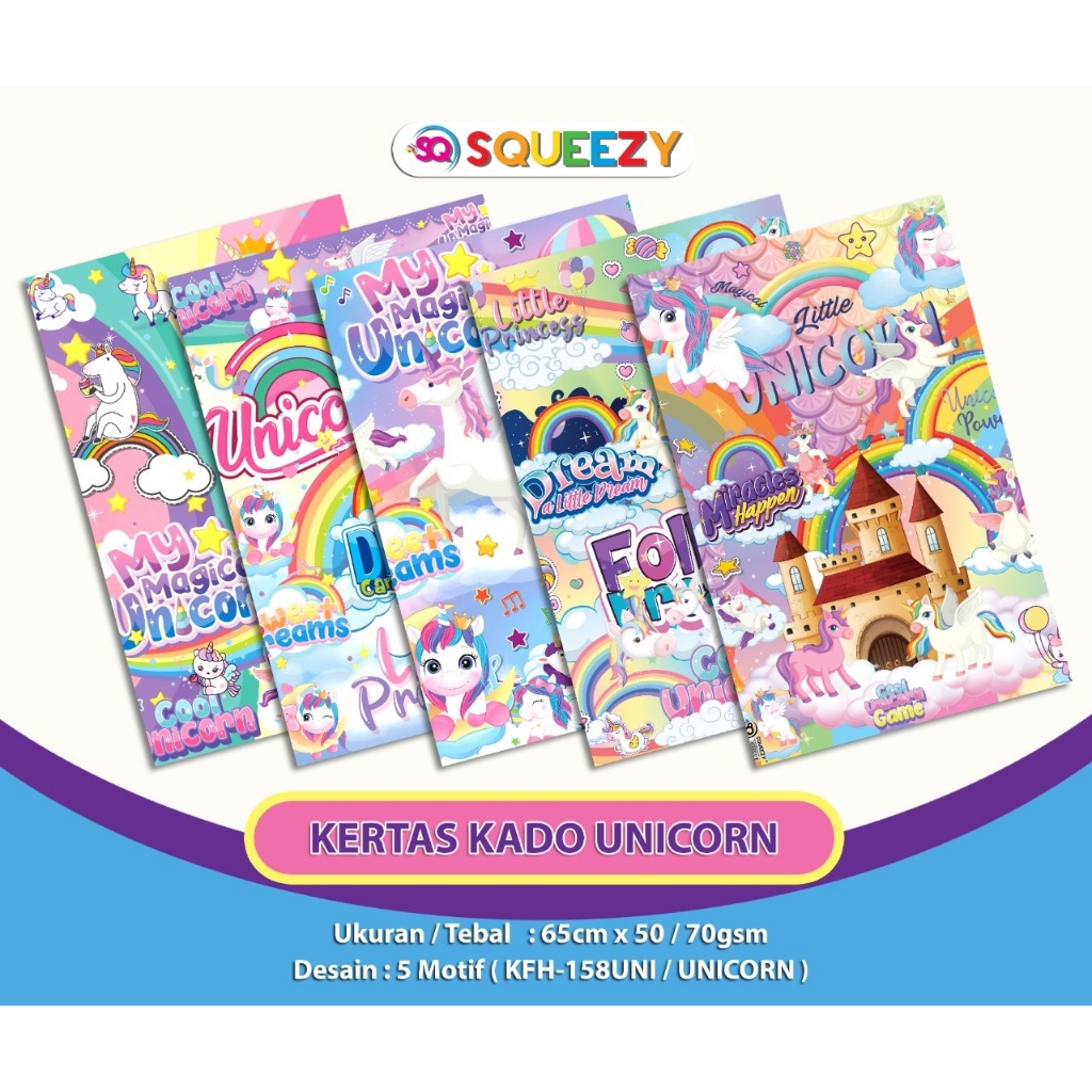 

Squeezy Kertas Kado Motif isi 10 Lembar - Bungkus Kado Kartoon