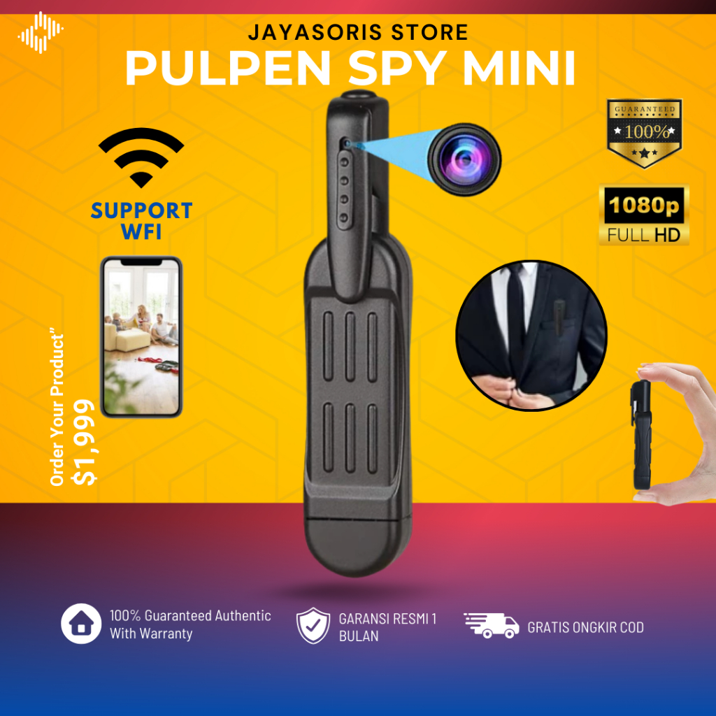 KAMERA KECIL MINI TERSEMBUNYI CAMERA CCTV HD PENGINTAI SPY CAMCAMERA PENGINTIP TANPA KABEL 1080 JS51