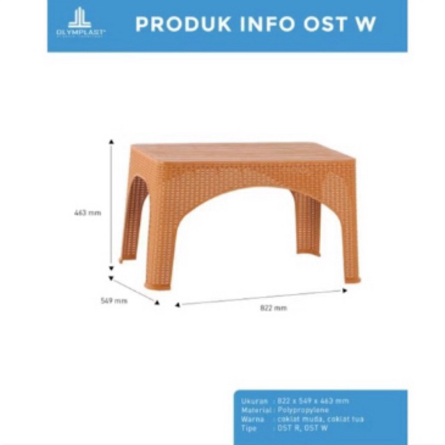 Meja Teras Plastik Olymplast / Meja Plastik / Meja Olymplast / Meja Tamu Plastik