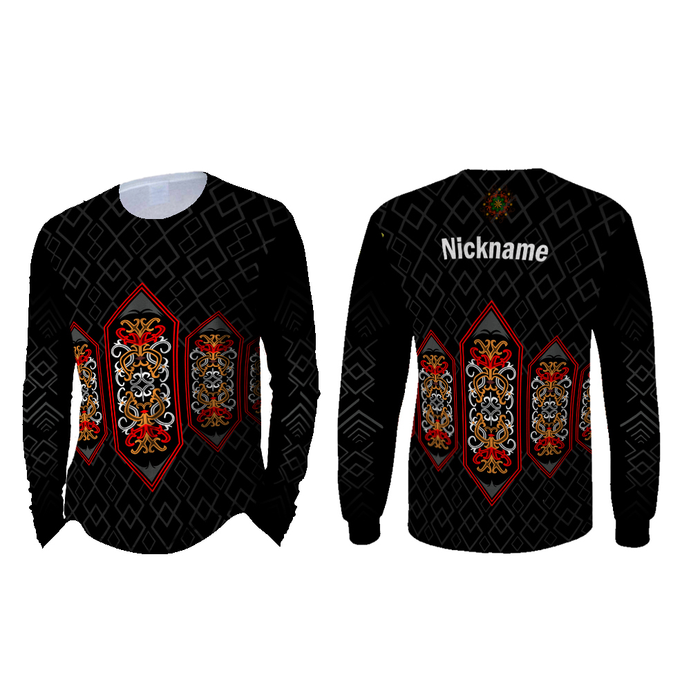 Kaos Baju Lengan Panjang Batik Dayak Fullprint