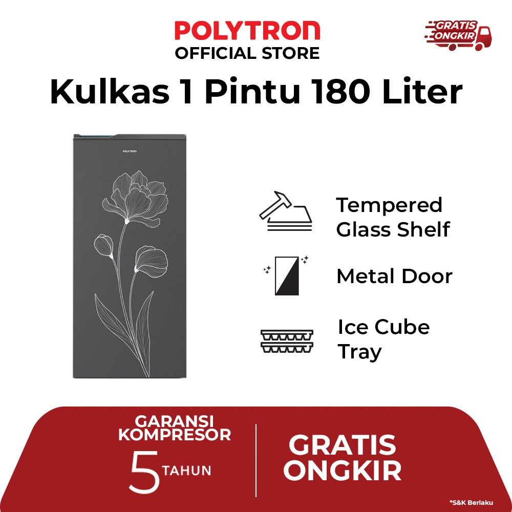 POLYTRON Kulkas 1 Pintu Metallic Series 180 Liter - PRB 187TY