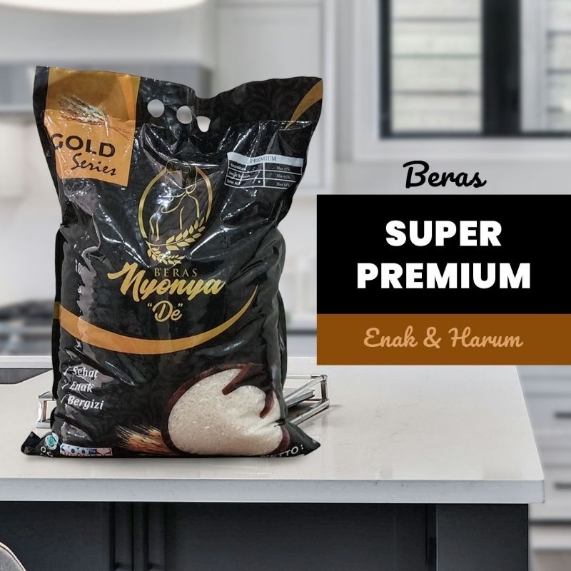 

Beras Nyonya De Hitam beras kepala super premium mix pandan wangi