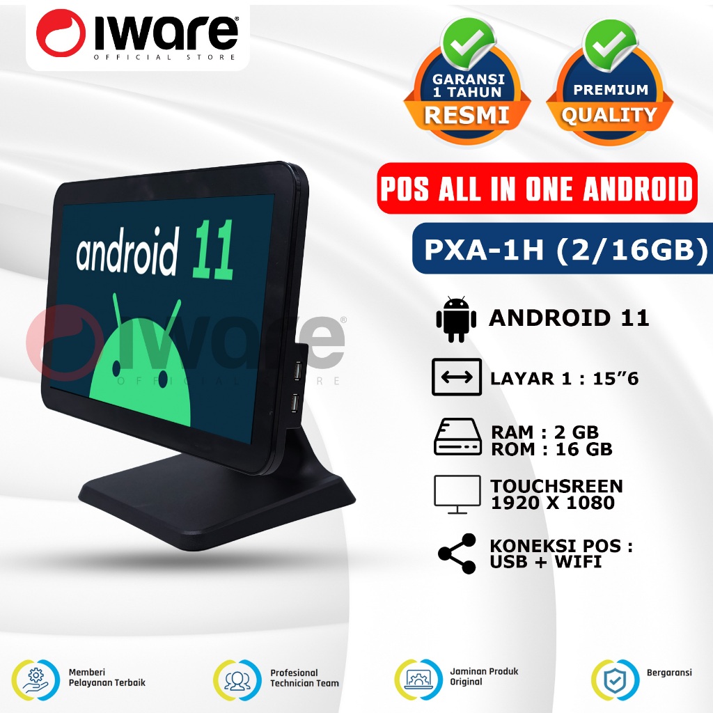 Iware Mesin Kasir Android 11 Pos All In One PXA-01 | PXA-1H BT WF Touchsreeen