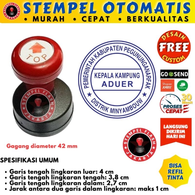 

STEMPEL FLASH JAKARTA - Stempel pemerintah diameter 40 - Bisa custom desain