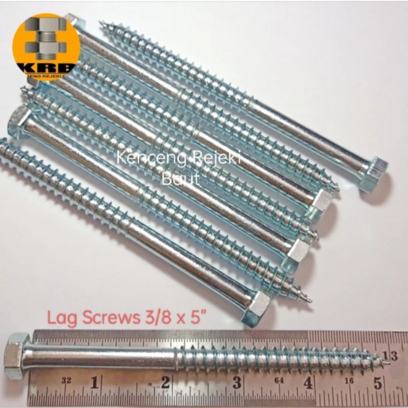 Sekrup Fisher 3/8x5" / Panjang 12,5 cm. Kunci 14 / Lag Screw / Deck Screw