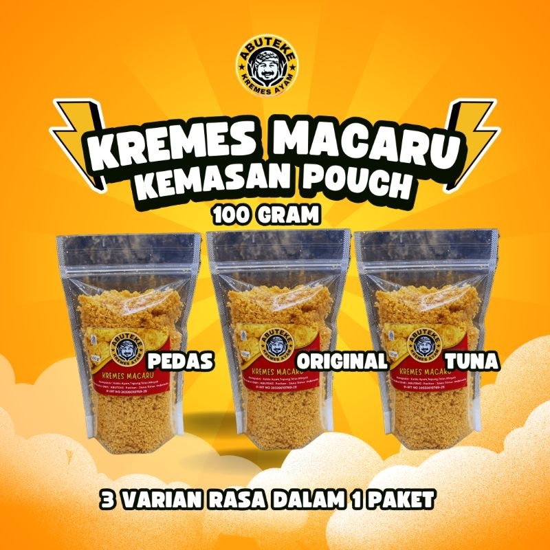 

Kremes Ayam Viral Tiga Varian Rasa Original , Pedas , Tuna Kemasan 100gr Kremes Macaru Gurih Kriuk Renyah