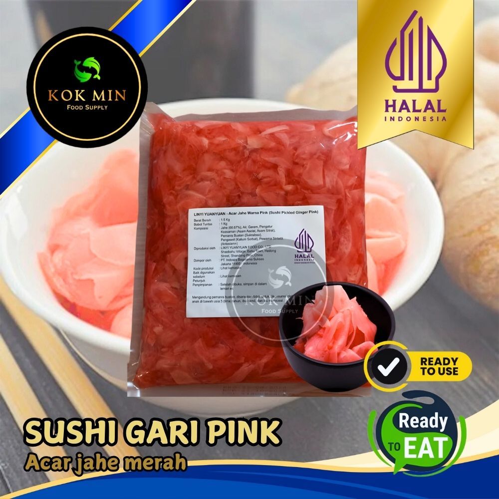 

Sushi Gari Pink Halal / Acar Jahe Merah / Pickled Red Ginger - 1500 gram