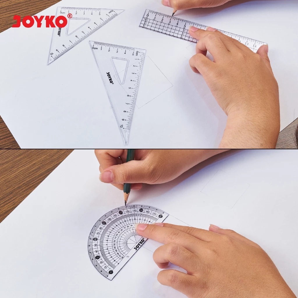 

Ruler Penggaris Joyko 1 Set 4 Pcs / Penggaris Busur Joyko Set / Penggaris Segitiga Set Joyko RL-PS2