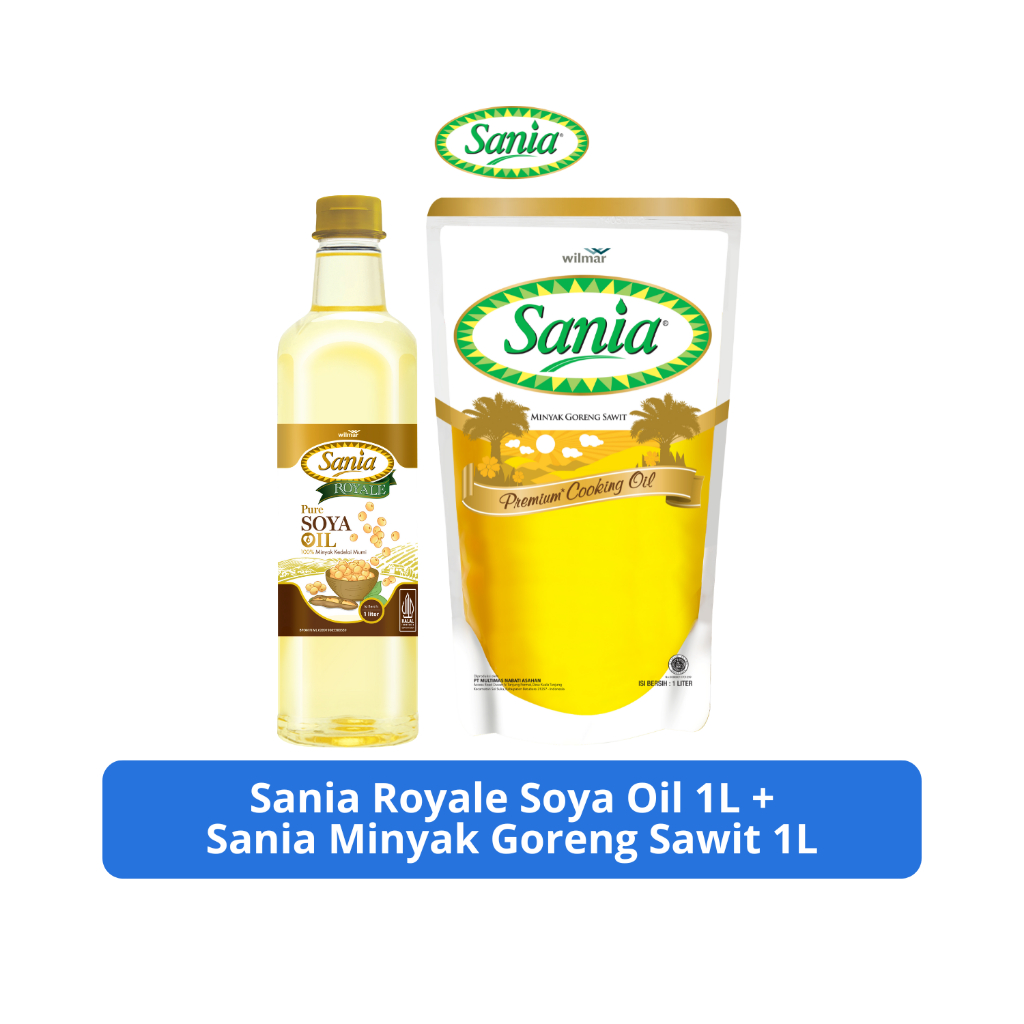 

Sania Royale Soya Oil 1L + Sania Minyak Goreng Sawit Premium Cooking Oil Pouch 1L