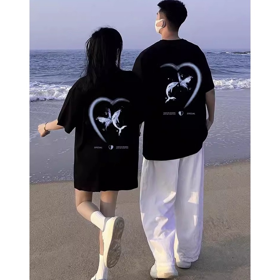 Super Belanja KupuKupu Paus Kaos Pria TShirt Wanita T Shirt Pria Baju Couple Pasangan Oversize Coupl