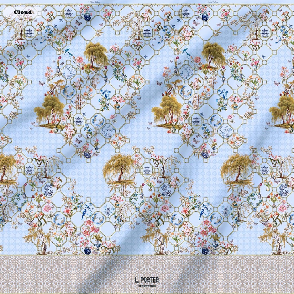 READY STOCK - Kain Cheongsam L. Porter Fabrics Sateen Bridal I Kain lamaran I kain batik