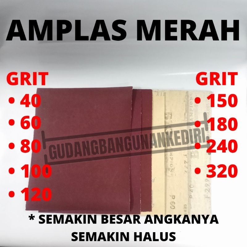 [LEMBARAN TERLENGKAP] Kertas gosok amplas rempelas remplas merah BIG CHAMPION FORTIS NORTON GREYHOUN
