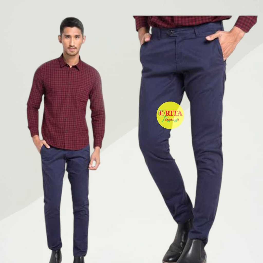 Andrew Smith Celana Panjang Pria Navy